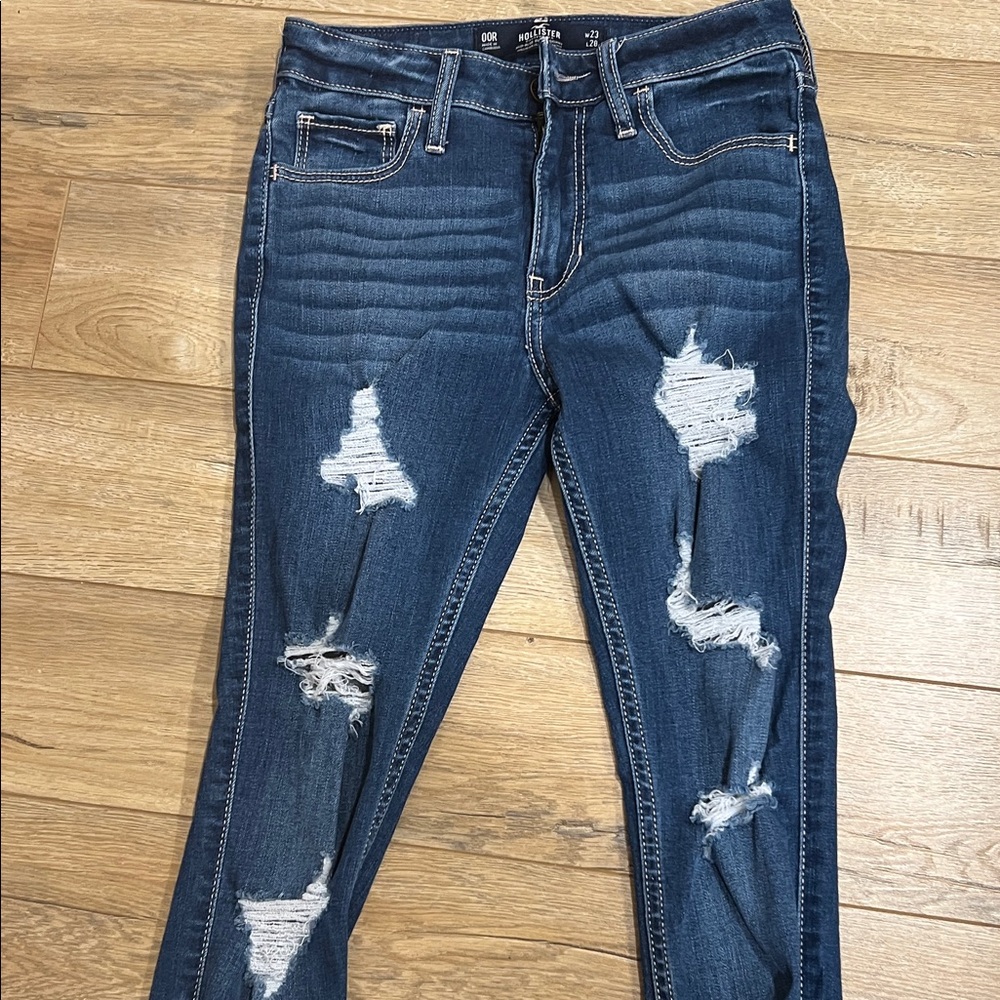 Hollister Dark Blue Distressed Skinny Jeans